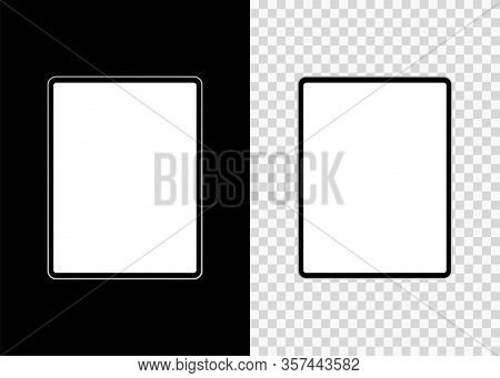 Mockup Tablet Empty Screen Front View On Isolated And Black Background. Vector