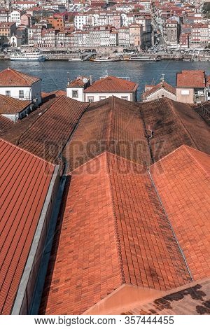 Tiled Roofs Of Wine Cellars Overlooking The Douro River, Vila Nova De Gaia