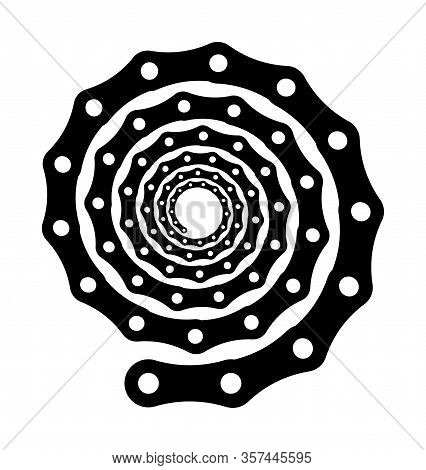 Technical Bike, Auto Design. Pattern, Logo, Symbol In The Form Of Chain Elements, Concentric Spiral.