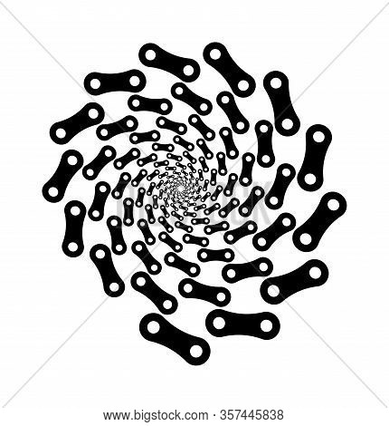 Technical Bike, Auto Design. Pattern, Logo, Symbol In The Form Of Chain Elements, Concentric Spiral.