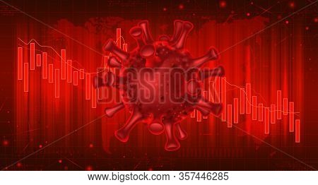 Coronavirus Financial Crisis Vector Banner Concept. Background Concept With Falling Stock Charts And