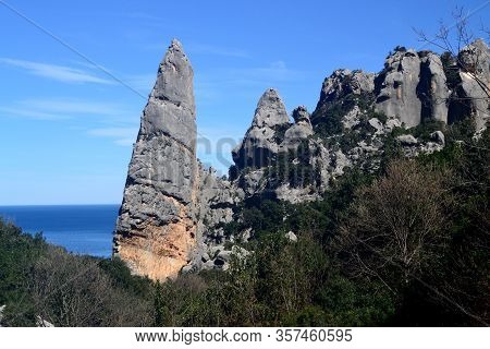 View Of The Aguglia In Bacu Goloritze, Baunei