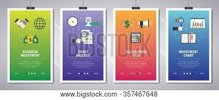Vector Set Of Vertical Web Banners With Business Investment, Chart Analysis, Calculations Rate And I