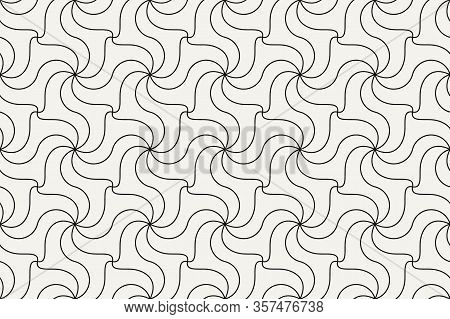Geometric Seamless Pattern. Vector Background With Abstract Line Texture. Neutral Monochrome Wallpap