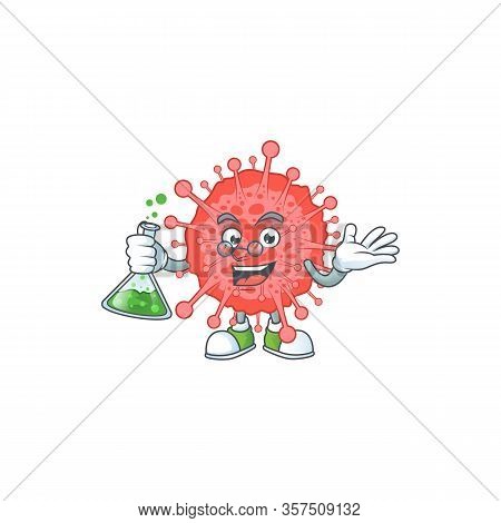 Coronavirus Disaster Brainy Professor Cartoon Design Grasp A Glass Tube