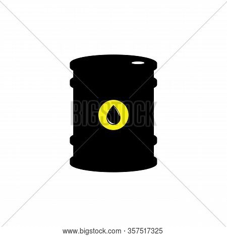 Vector Sign Of Oil. Black Symbol Petroleum Isolated On White Background. Barrel Silhouette And Spot 