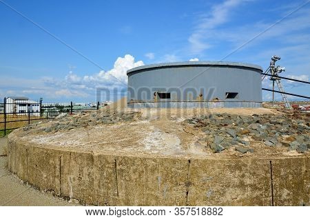 Sevastopol, Crimea - July, 2019: The Left (spare) Command Rangefinder Post (kdp) Of The 35th Battery