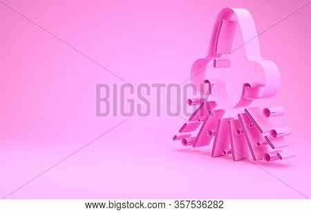 Pink Runny Nose Icon Isolated On Pink Background. Rhinitis Symptoms, Treatment. Nose And Sneezing. N