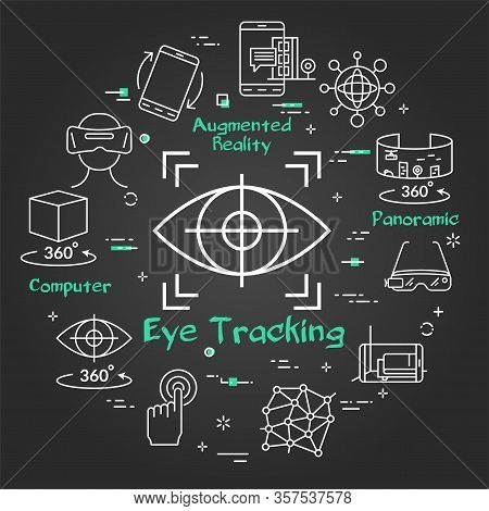Vector Black Virtual Reality Concept - Eye Tracking Icon