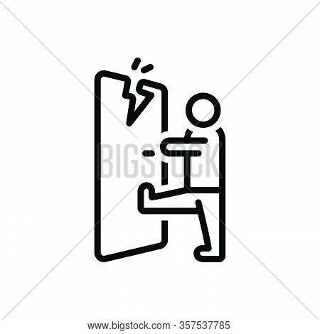 Black Line Icon For Challenge Defiance Dare Broken Door Push Try Trial