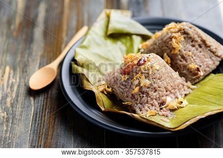 Northern Thai Food (khao Kan Chin), Steamed Pudding With Rice, Rice Mixed With Pork Blood And Steame
