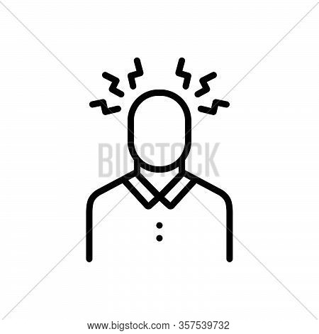 Black Line Icon For Depression Alone Headache Sad Loneliness Apoplectic Sickness Disease Psychology
