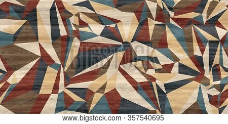 Abstract Interior Wooden Wall With Polygonal Pattern 3d Background
