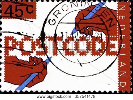 02 11 2020 Divnoe Stavropol Krai Russia Postage Stamp Netherlands 1978 The Introduction Of Postal Co