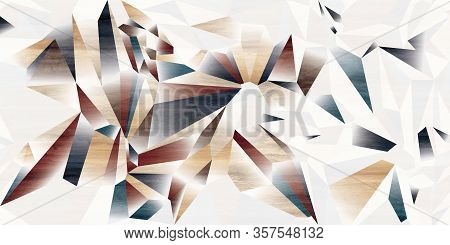 Abstract Interior Wooden Wall With Polygonal Pattern 3d Illustration Background