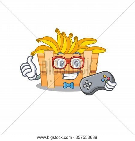 Cool Gamer Of Banana Fruit Box Mascot Design Style With Controller