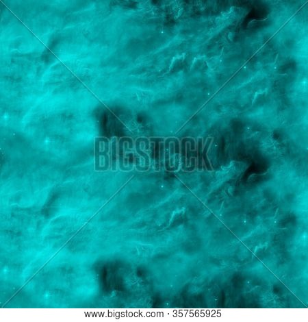 Outer Space Seamless Pattern. Turqouise Abstract Background. Outer Space Repeated Tile For Wrapping 