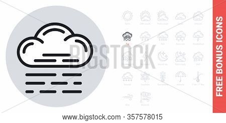 Fog, Mist Or Haze Icon For Weather Forecast Application Or Widget. Simple Black And White Version. F
