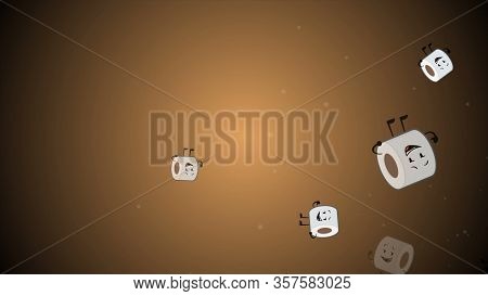Toilet Roll happy Emoji particles flow illustration background. Toilet paper emoji smiles, character