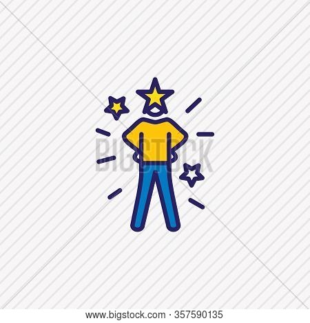 Illustration Of Self-confidence Icon Colored Line. Beautiful Emoji Element Also Can Be Used As Succe