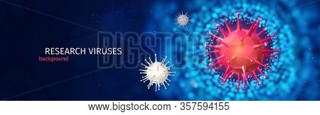 Virus Bacteria Research Vector Banner. Viruses Detection Laboratory Researching. Novel Coronavirus 3
