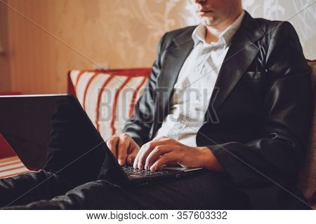 Work From Home Online, Freelance, Remote Job During The Coronavirus Crisis. Company Employee, Develo