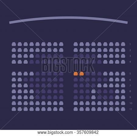 Cinema Seats Booking Online Ui Design Scheme Or Film Theatre Places Reservation Template Layout Vect