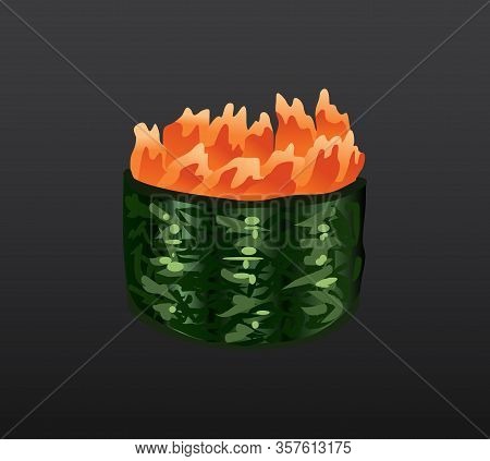 3d Sushi Roll Traditional Seaweed Fresh Raw Food. Japanese Seafood Sushi Roll. Classical Asian Food.