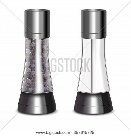 Realistic 3d Detailed Mills Set Condiment Ingredients For Cooking Food. Vector Illustration