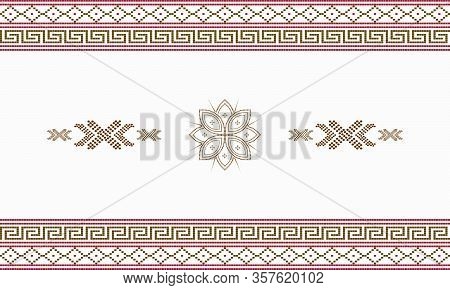 Seamless Geometric Ornamental Pattern Background. Seamless Traditional Textile Bandhani Sari Border.