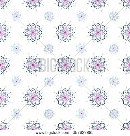 Abstract Geometric Seamless Pattern With Flower Dots. Wallpaper Decoration Background