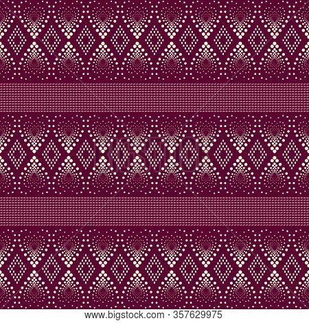 Seamless Geometric Ornamental Vector Pattern On Red Background. Abstract Background Motif Ulos. Crea
