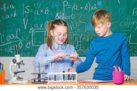Chemical Analysis. Kids Study Chemistry. School Chemistry Lesson. School Laboratory. School Educatio