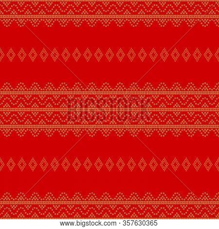 Seamless Geometric Ornamental Pattern Background. Seamless Traditional Textile Bandhani Sari Border.