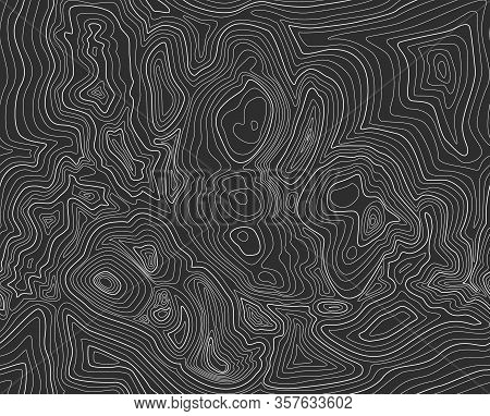 Black Background Of The Topographic Map. Topographic Map White Lines, Contour Background.