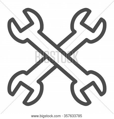 Wrenches Line Icon. Two Crossed Handle Tools, Technical Or Repair Item Symbol, Outline Style Pictogr