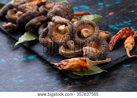 Dehydrated shiitake mushrooms, asian food ingredient