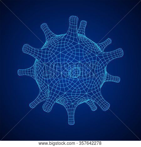 Corona Virus Virion Of Coronavirus. Covid Virus That Caused Epidemic Of Pneumonia In China. Wirefram