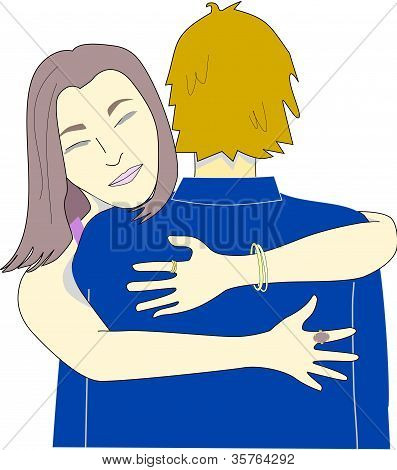 MÃ¤dchen umarmt einen Mann