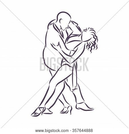 Hand Made Sketch Of Tango Dancers. Vector Illustration. Use For Tango Studio Posters, Flayers, Web-s
