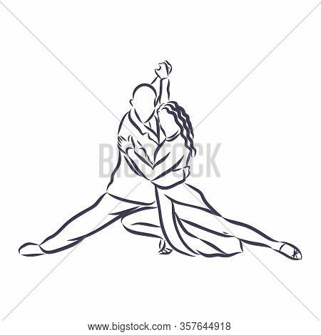 Hand Made Sketch Of Tango Dancers. Vector Illustration. Use For Tango Studio Posters, Flayers, Web-s