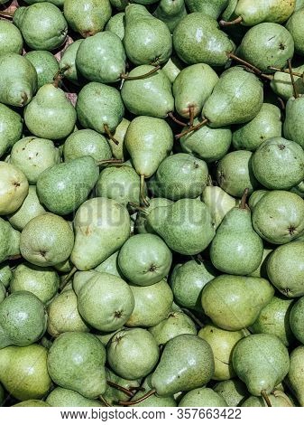 Lots Of Delicious Ripe Pears For Healthy Food Like The Background