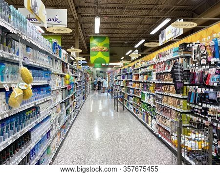 Orlando,fl/usa - 3/4/20:  Health And Beauty Aisle Of A Publix Grocery Store Ready To Be Purchased By