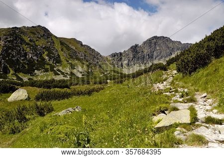 Furkotska Dolina. Tourist Trail. High Tatras. Slovakia. Mountain Ridge View. Summer. July.