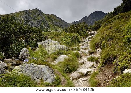 Furkotska Dolina. Tourist Trail. High Tatras. Slovakia. Mountain Ridge View. Summer. July.
