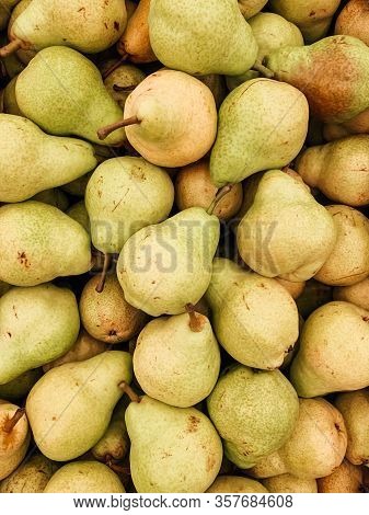 Lots Of Delicious Ripe Pears For Healthy Food Like The Background