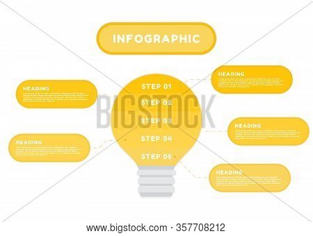 Infographic Lampbulb Design Workflow Use For Business Planning. Vector Illustration.