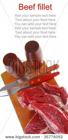beef fresh raw steak on wood cut board ready to cooking