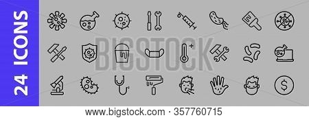 Coronavirus A Set Of Icons On The Theme Of Coronavirus, Contains Such Icons As Nucleation, Hand Wash