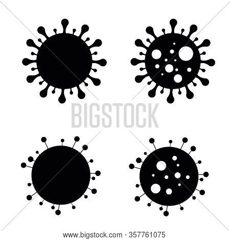 Coronavirus . Corona Virus Icon. Black On White Background Isolated. Influenza Pandemic. Virion Of C